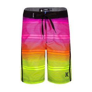 Hurley Yellow Orange & Pink Neon Ombré Shoreline Boardshorts Boys Size 14